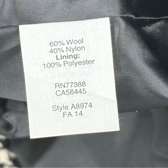 J. Crew Black White Houndstooth Double Breasted Wool Coat Women’s Size 10 - Picture 5 of 7